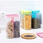 2146 plastic 2 sections air tight transparent food grain cereal storage container 2 ltr