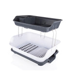 2291 dish drainer rack 2 layer drying rack with water removing tray sink multicolour