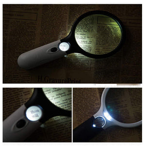 449 handheld reading magnifier glass 3x 45x with 3 led lights for reading maps watch repair