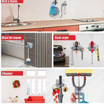 ambitionofcreativity in wall mounted mop broom hanger holder organiser for kitchen bathroom garage and garden