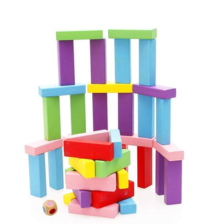 3902 wooden blocks colorful wooden tumbling tower stacking and balancing block toys with dices for kids adults 54 pcs