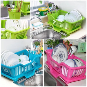 plastic kitchen sink dish drainer drying rack washing holder basket random colour