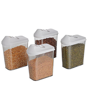 ambitionofcreativity in plastic cereal dispenser easy flow storage jar with lid for cereals rice and pulses 750ml set of 6
