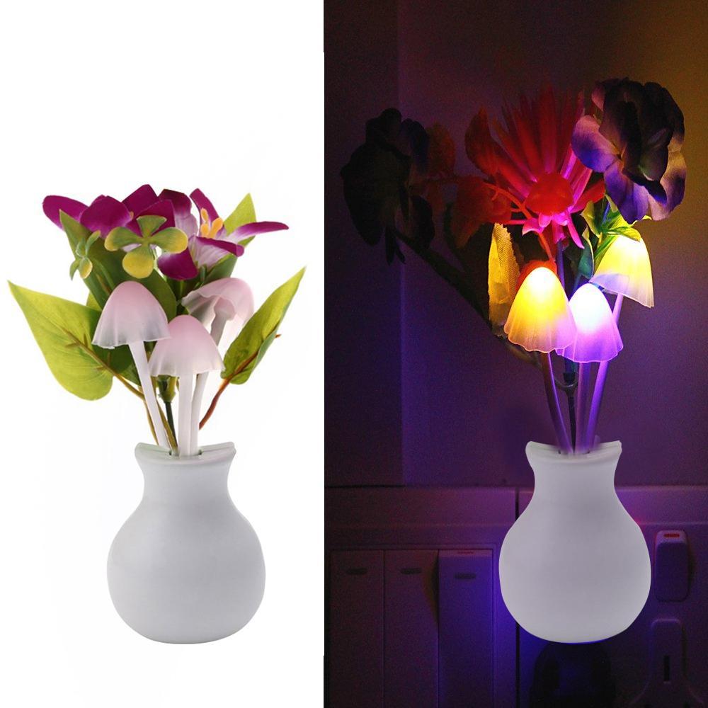 ambitionofcreativity in home decor led dream night light night auto on off sensor mushroom lamp multi color illumination with flowers