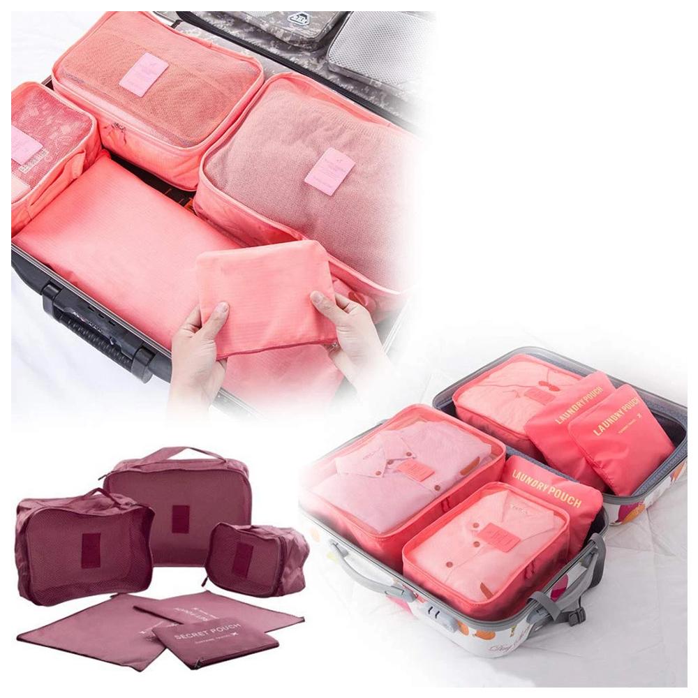 waterproof cubes travel packing luggage cloth organizer storage compression pouch laundry zipper bags 6 pcs set
