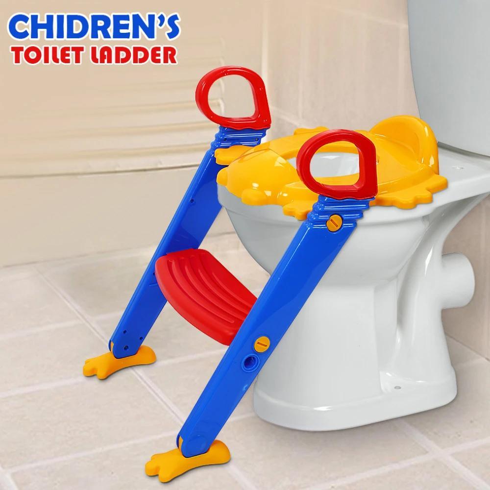 potty toilet seat with step stool ladder 3 in 1 trainer for kids toddlers w handles multicolour