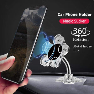 natation mini flower shape cellphone holder car mount sucker stand 360 rotatable multi angle phone metal magic suction cup mobile holder compatible with universal smartphones multicolored