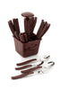 2094 stainless steel 24 pieces cutlery set with stand for dining table brown