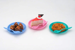 2184 multipurpose snack set 3 pcs spoon bowl and dish