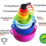 Plastic Bowls, Colander & Measuring Cups & Spoon (Set of 8)