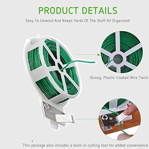 ambitionofcreativity in plastic twist tie wire spool with cutter for garden yard plant 50m green