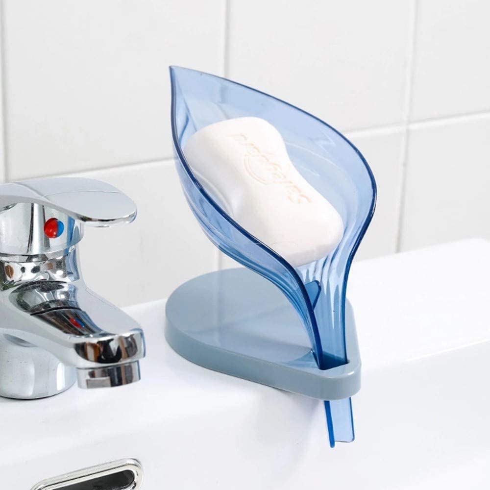 Creative Leaf Shape Plastic Soap Dish Suction Holder