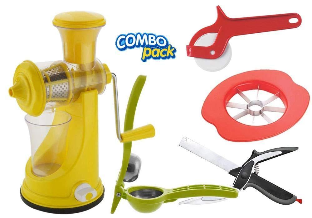Kitchen combo -Manual Fruit Juicer, Smart Knife and 3 Kitchen Tools (Pizza Cutter, Apple Cutter & Lemon Squeezer) - Ambitionofcreativity.in - Combo - Your Brand