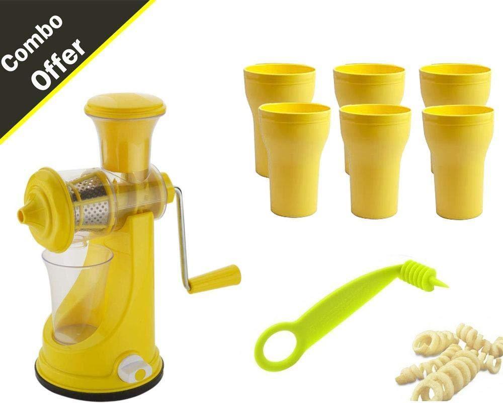 Kitchen combo - Mini Fruit Juicer,  4 Glass and Free Spiral Cutter - Ambitionofcreativity.in - Combo - Your Brand