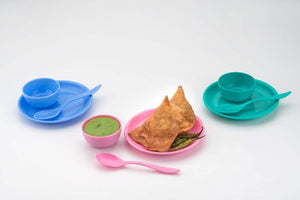 2184 multipurpose snack set 3 pcs spoon bowl and dish