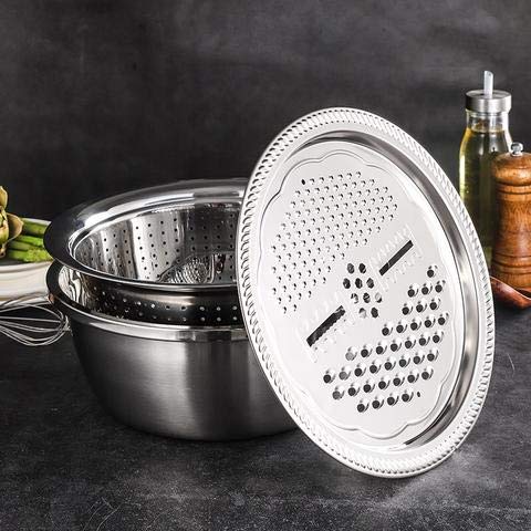 3 In 1 Multi-Purpose Stainless Steel Vegetable Cutter, Drain Basket& Grater