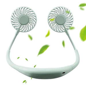 1183 portable rechargeable wearable strong airflow quiet operation hanging neck fan