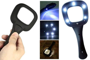 office supply hand held optical grade magnifying glass with 6 led lights