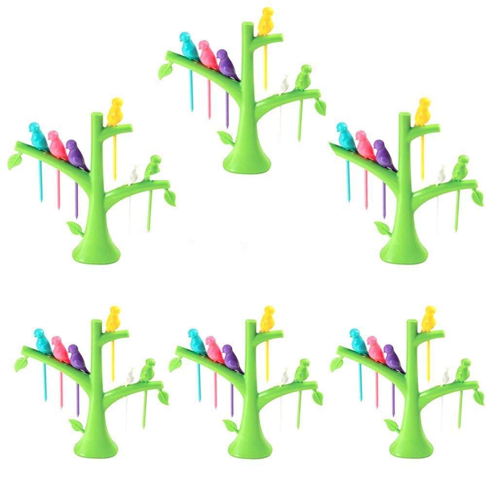 Fancy Bird Table Fork with Stand for Eating Fruits - Pack of 6