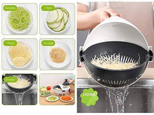 2161 10 in 1 multifunctional vegetable fruits cutter slicer shredder with rotating drain basket