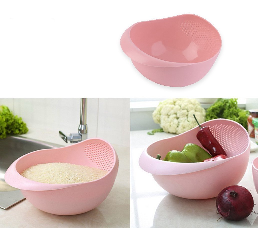 081 multi function with integrated colander mixing bowl washing rice vegetable and fruits drainer bowl size 21x17x8 5cm