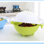 0728 multifunctional washing fruits vegetables basket strainer and detachable drain basket bowl
