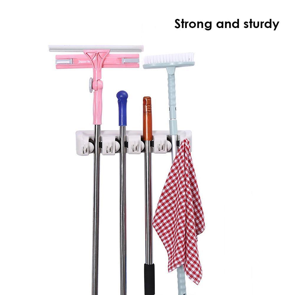 ambitionofcreativity in cleanning supplies 4 layer mop and broom holder garden tool organizer multipurpose wall mounted