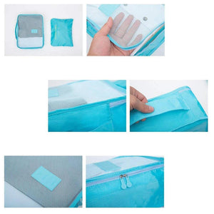 waterproof cubes travel packing luggage cloth organizer storage compression pouch laundry zipper bags 6 pcs set