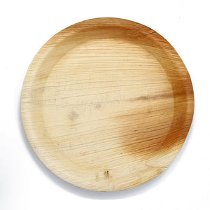 3208 disposable round shape eco friendly areca palm leaf plate 10x10 inch pack of 25