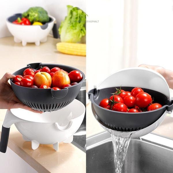 2161 10 in 1 multifunctional vegetable fruits cutter slicer shredder with rotating drain basket