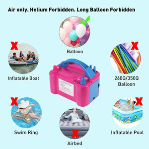 1599 portable dual nozzle electric balloon blower pump inflator