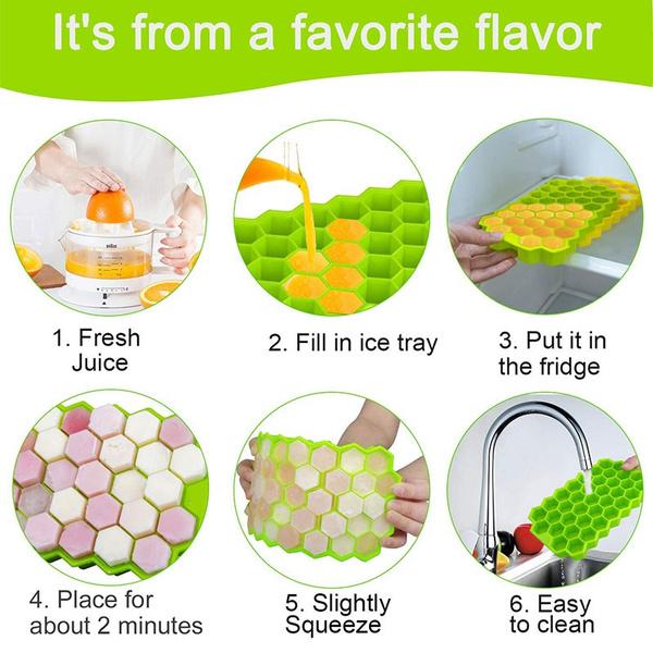 1138 flexible silicone honeycomb design 37 cavity ice cube tray with lid