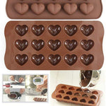 1187 food grade non stick reusable silicone heart shape 15 cavity chocolate molds baking trays