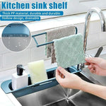 2307 telescopic adjustable faucet rack dish brushes sponge storage shelves sink drain