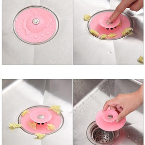 1163 creative 2 in 1 silicone sewer sink sealer cover drainer multicolour