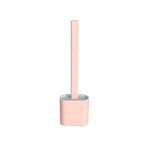silicon toilet brush with slim holder stand flat head with flexible soft bristles