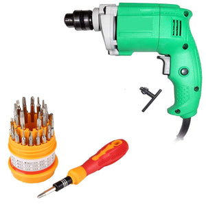 31in1 10mm 2600 Rpm, 220V- 50Hz Electric Drill Machine with Magnetic Screw Driver