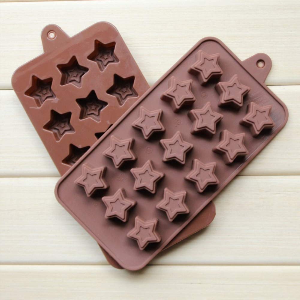 1189 food grade non stick reusable silicone star shape 15 cavity chocolate molds baking trays