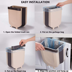 Kitchen Foldable Garbage Trash Box Door Mounted Organizer