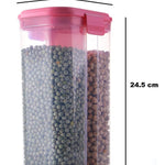 2147 plastic 2 sections air tight transparent food grain cereal storage container 2 ltr