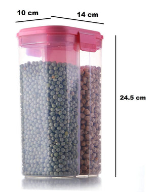 2147 plastic 2 sections air tight transparent food grain cereal storage container 2 ltr