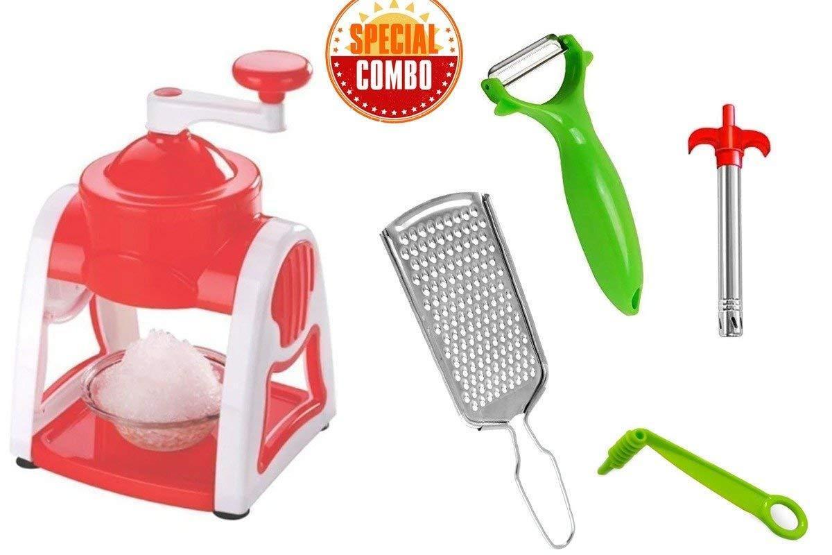 Kitchen Combo - Ice Gola Maker Machine, Vegetables Grater, Gas Lighter, Vegetable/Fruit Peeler & Vegetables Spiral Cutter/Spiral Knife (5pcs) - Ambitionofcreativity.in - Combo - Your Brand