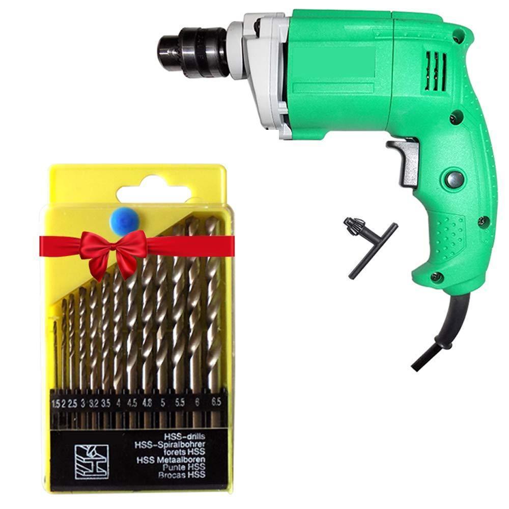 Power Tools 10MM - 450W, 2600 Rpm, 220V- 50Hz Electric Drill Machine with 13 Pieces Bits Set