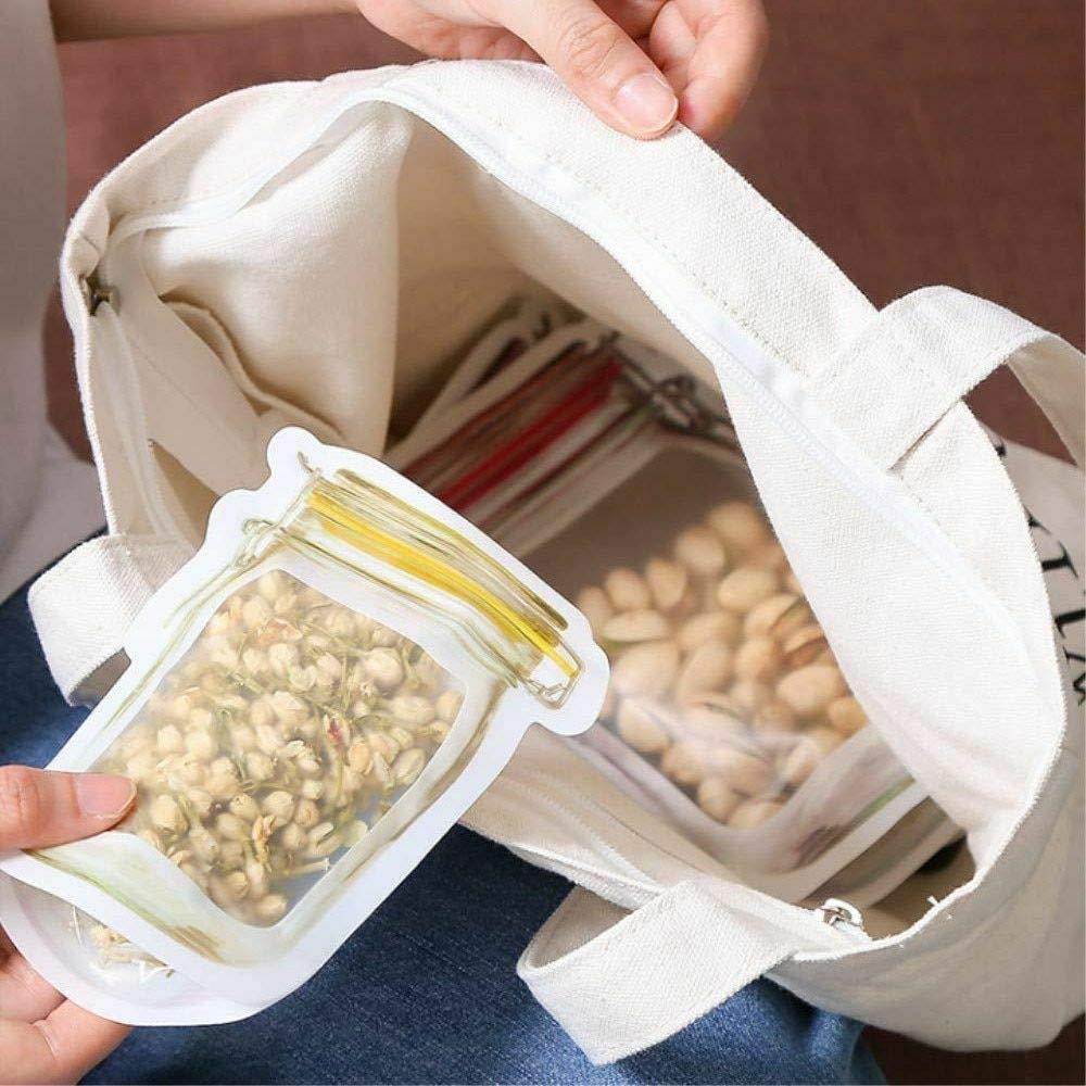 1073 reusable airtight seal plastic food storage mason jar zipper 150ml