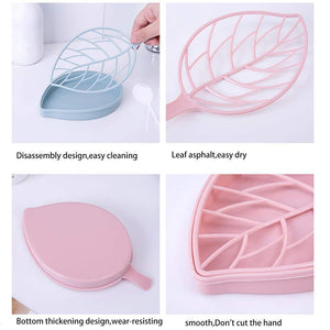 Leaf Shaped Soap Dish Holder with Drain Tray (Pack of 3)