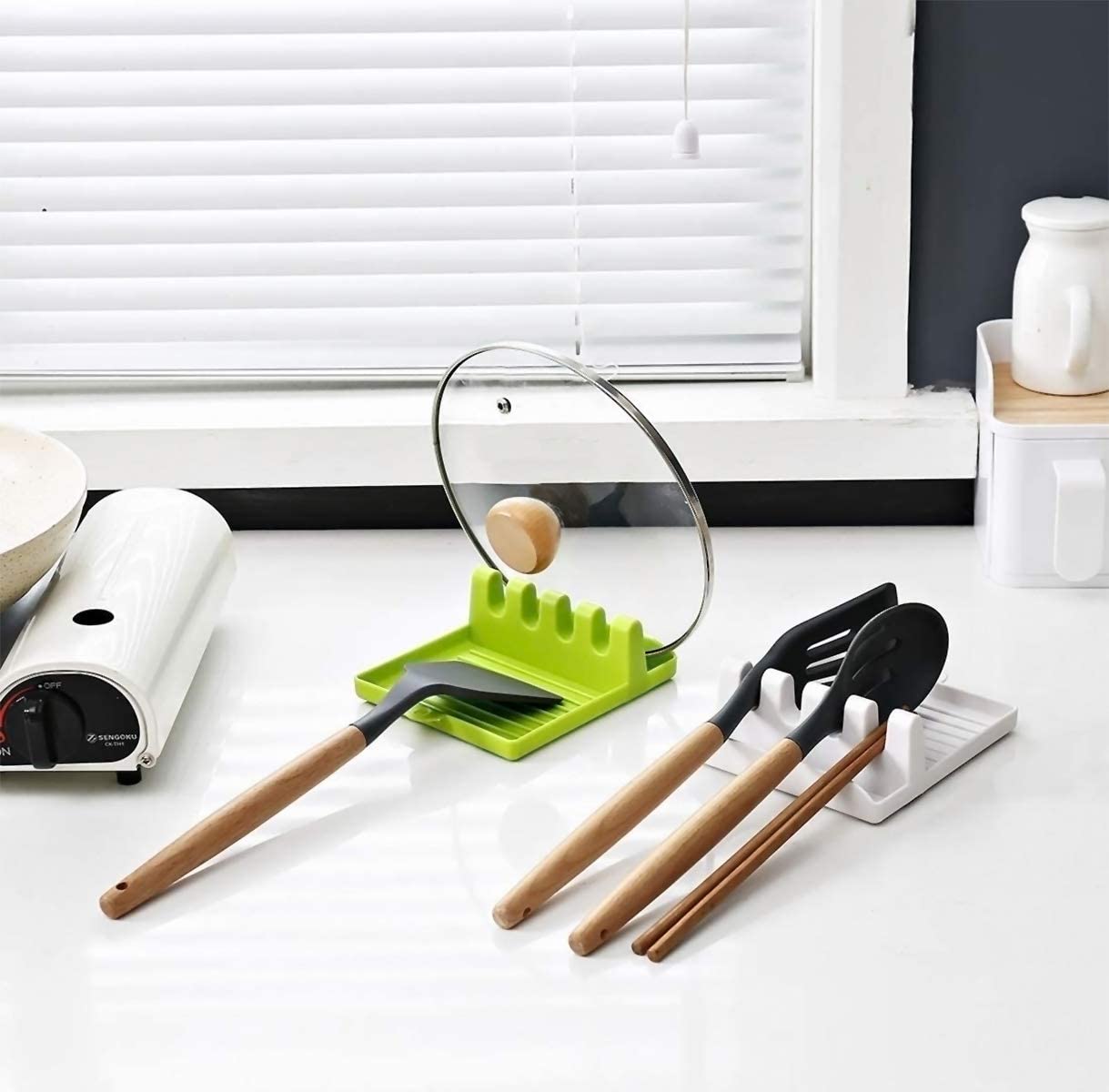 2121 multi functional spatula holder rest for kitchen utensils