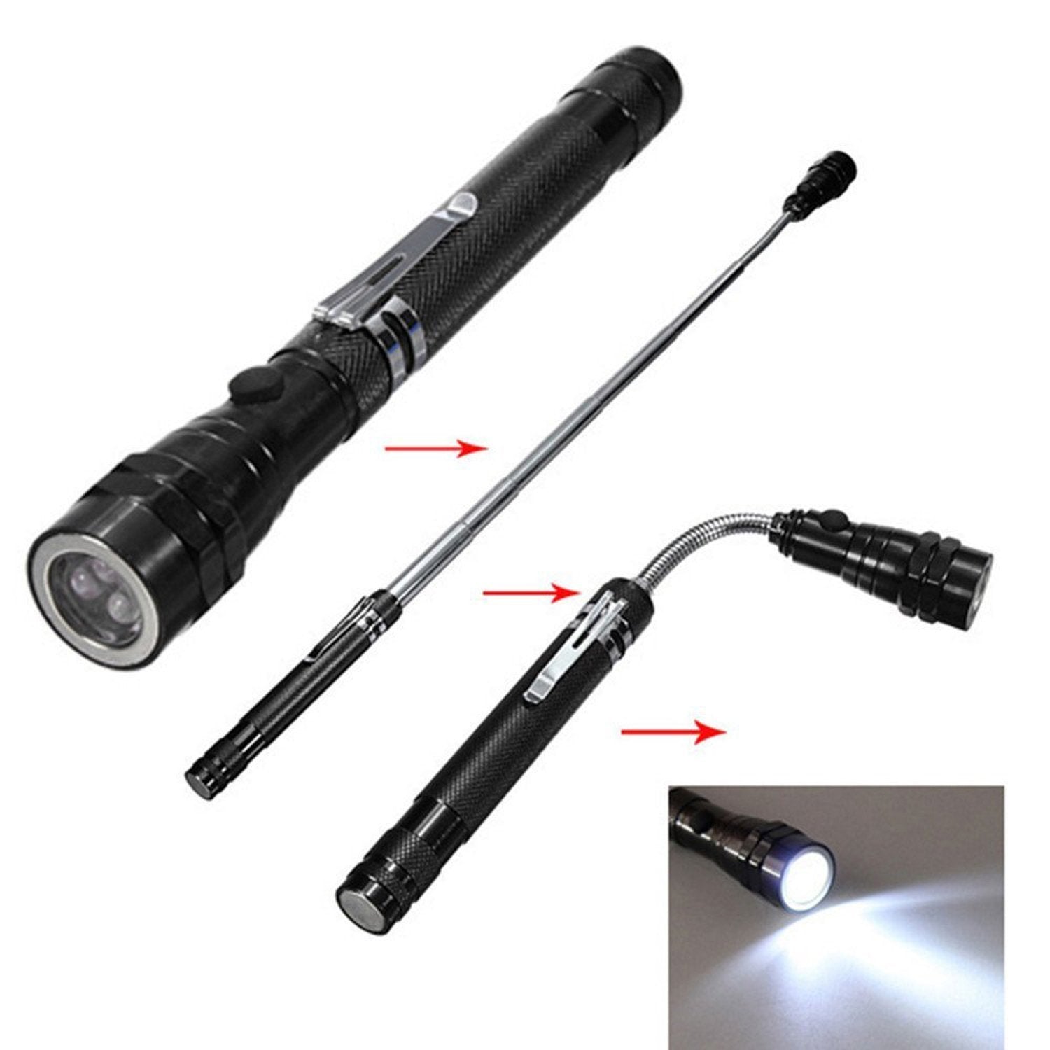 Telescopic LED Extendable Torch With Magnetic Head (Multicolor)