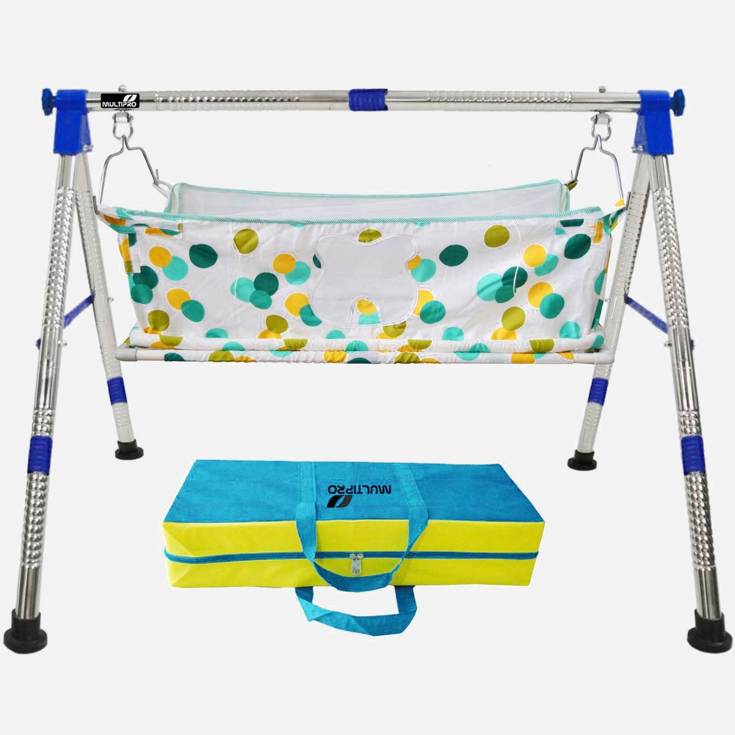 1210 baby portable folding swing cradle with carry bag blue