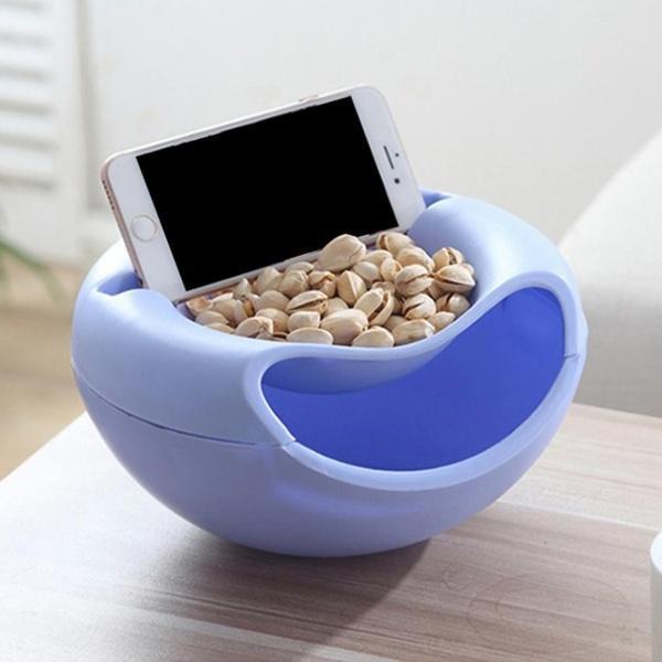 pista nut fruit platter serving bowl with mobile phone holder by homefast