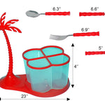ambitionofcreativity in cutlery set coconut tree design dining cutlery set 24pcs